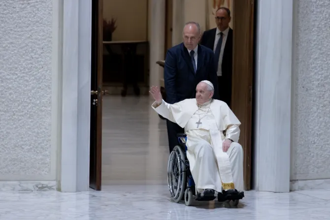 Pope Francis greeting pilgrims and visitors to the weekly general audience on Aug. 31, 2022