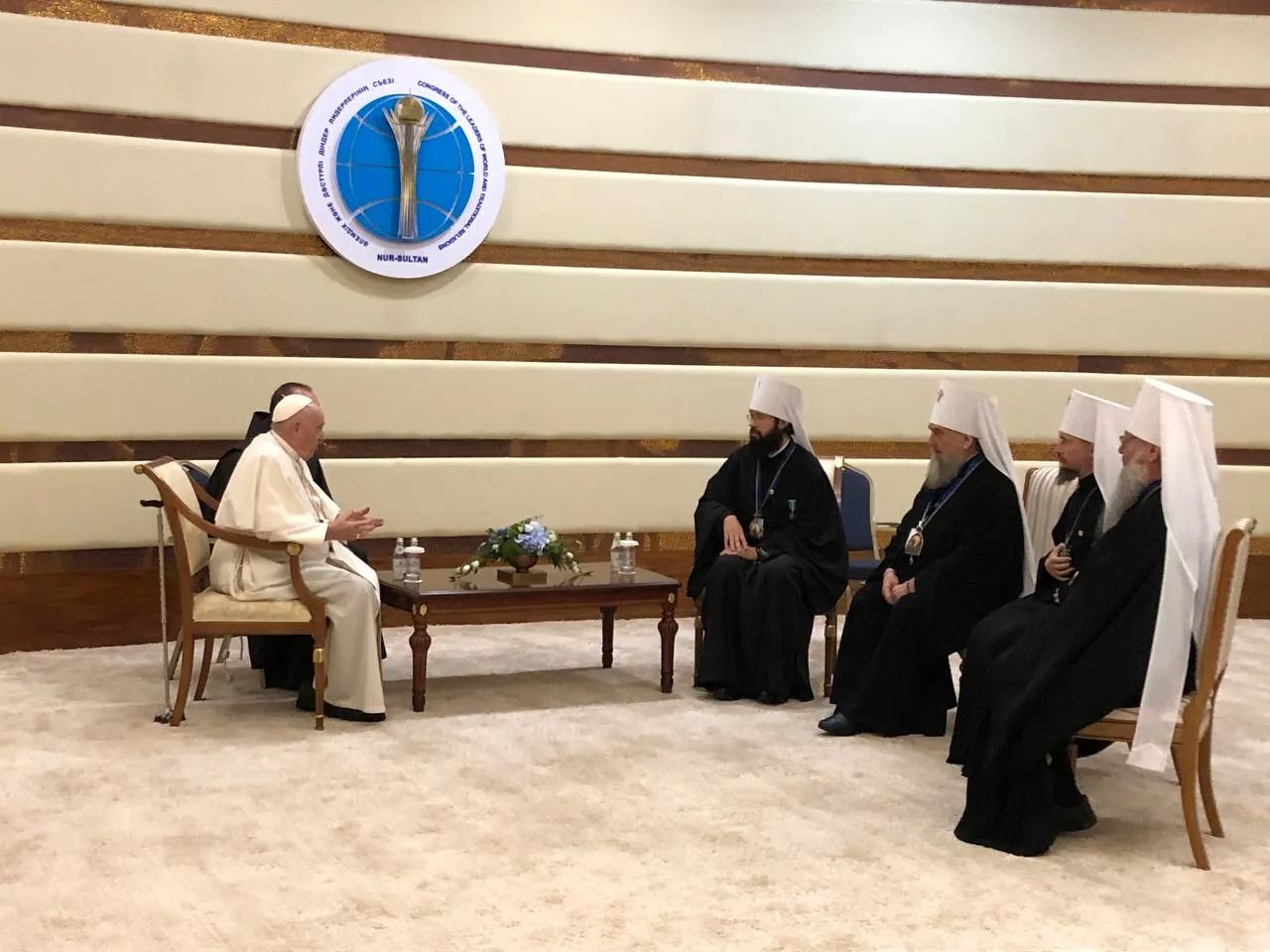 Pope Francis meeting with Metropolitan Anthony of Volokolamsk and representatives of the Russian-Orthodox Church in Nur-Sultan, Kazakhstan, Sept. 14 2022?w=200&h=150