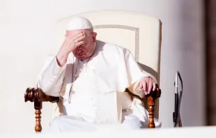 Pope Francis prays on St. Peter's Square, Oct. 5, 2022 Daniel Ibáñez / CNA