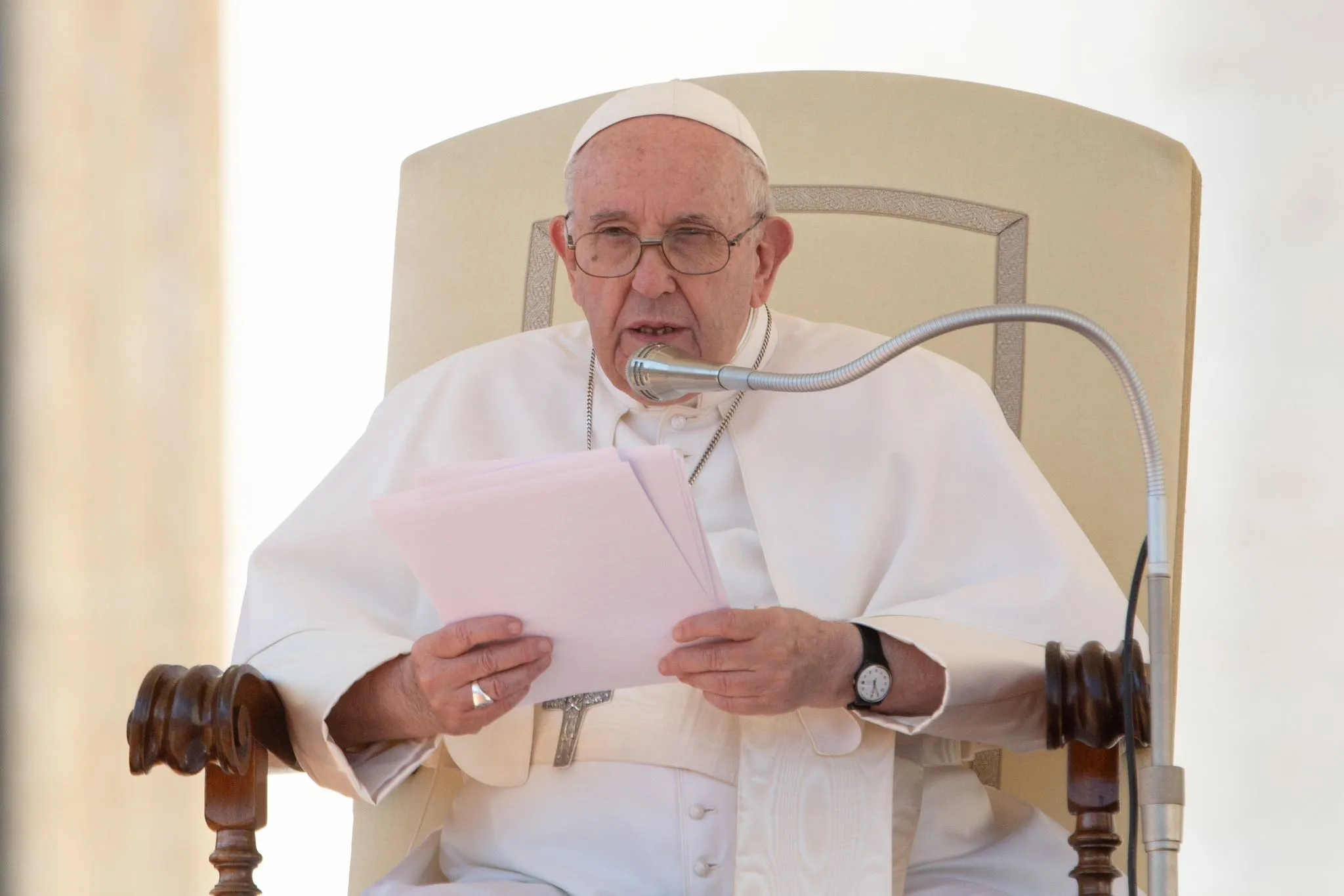 Pope Francis speaks in St. Peter's Square Oct. 15, 2022.?w=200&h=150