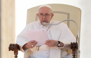 Pope Francis speaks in St. Peter's Square Oct. 15, 2022. Daniel Ibanez/CNA