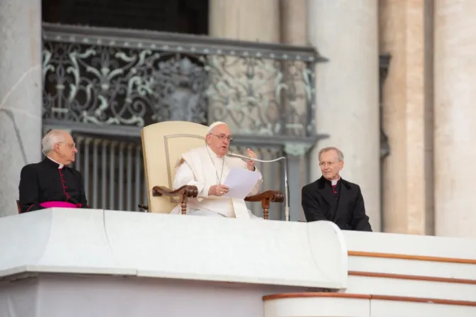 Pope Francis speaking at the general audience on St. Peter's Square, Nov. 9, 2022
