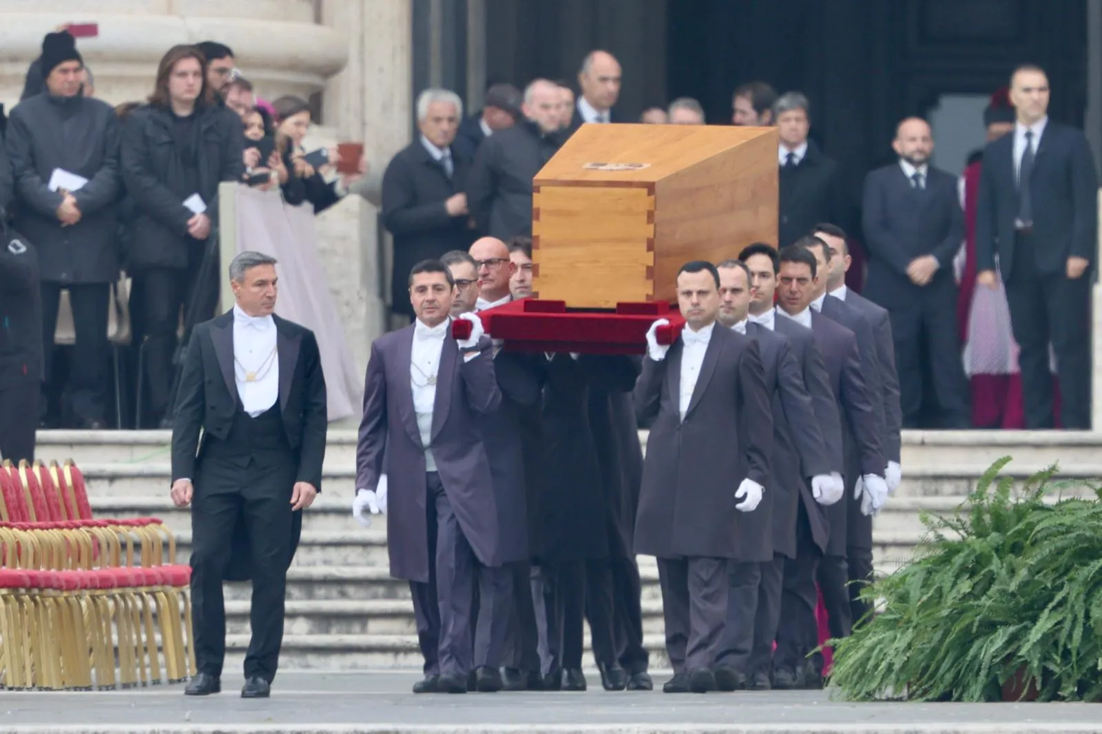 The coffin of Pope Emeritus Benedict XVI is carried into St. Peter's Square prior to his funeral Mass on Jan. 5, 2023.?w=200&h=150