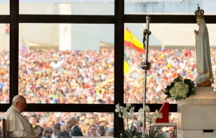 Pope Francis prays the rosary in Fatima, Portugal, with young people with disabilities on Aug. 5, 2023. Daniel Ibanez/CNA