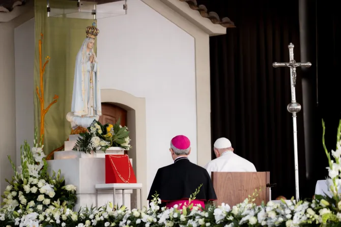 Pope Francis prays the rosary in Fatima, Portugal with young people with disabilities on Aug. 5, 2023.