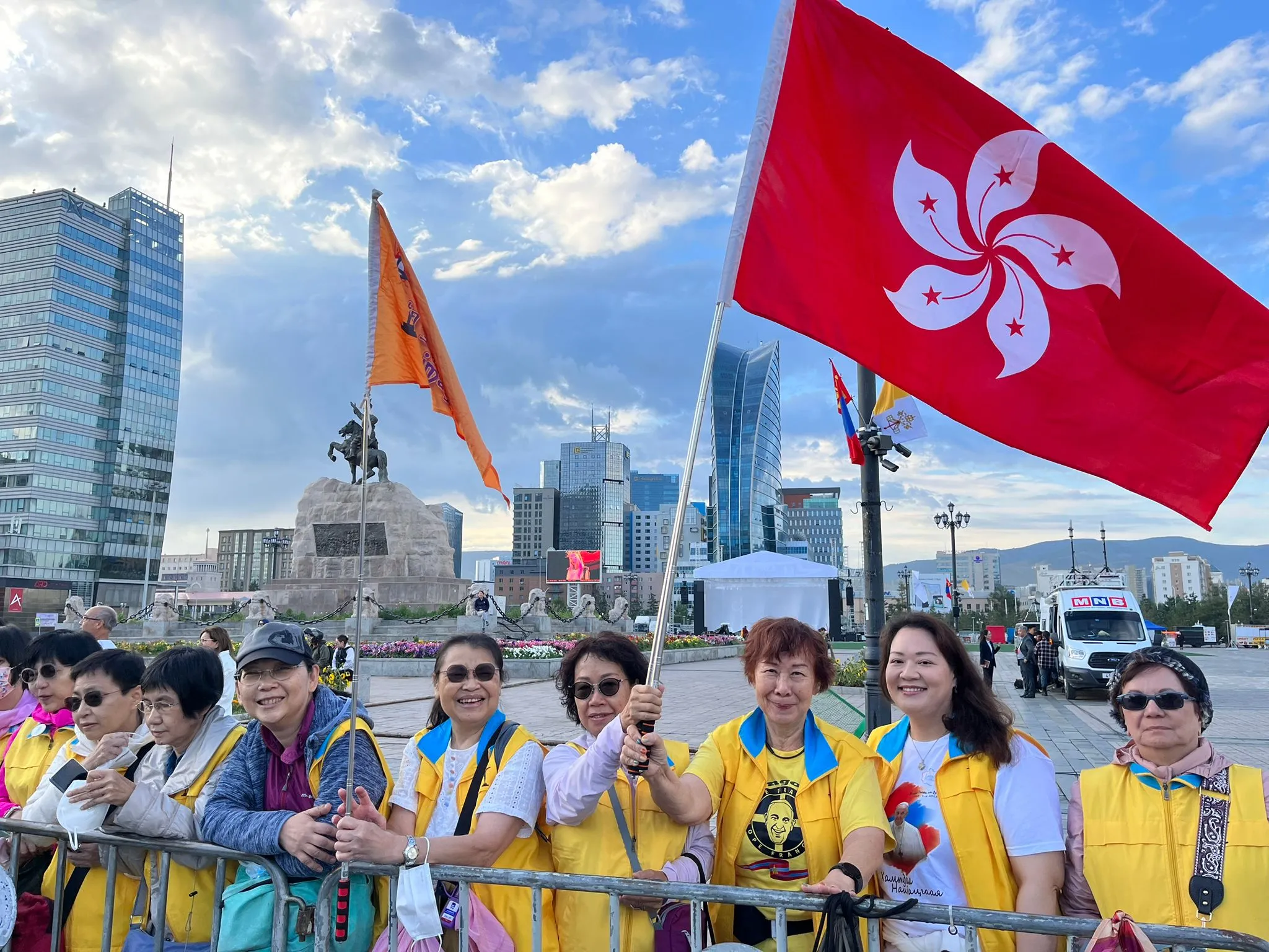 Catholic pilgrims from Hong Kong came to see the pope at the welcome ceremony in Sukhbaatar Square in Ulaanbaatar, Mongolia on Sept. 2, 2023.?w=200&h=150