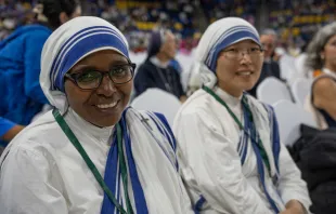 Missionaries of Charity came to greet Pope Francis during his trip to Ulaanbaatar, Mongolia Sept. 1-4. Colm Flynn/EWTN