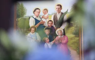 A portrait of the Ulma family was unveiled at their beatification Mass on Sept. 10, 2023, in Markowa, Poland. Credit: Polish Bishops Conference