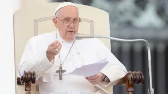 Pope Francis speaks at his general audience on Sept. 20, 2023.