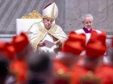 Pope Francis at vespers following the proclamation of the papal bull “Spes Non Confudit,” meaning “Hope does not disappoint,” at the Vatican, Thursday, May 9, 2024.