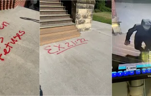 A perpetrator caught on camera vandalized St. Peter the Apostle Catholic Church and School in Bloomer, Wisconsin,  the night of July 2-3. Chippewa County Sheriff’s Office