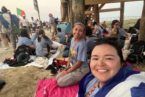 Karla Jimenez (left) and Stacy Escobar (right), parishioners at Holy Family Catholic Church in Woodbridge, Virginia, attended World Youth Day with a group from the Diocese of Arlington. Credit: Stacy Escobar