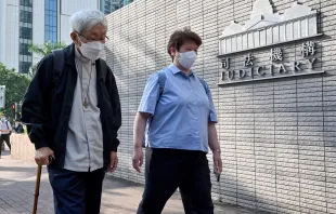 Cardinal Joseph Zen, one of Asia's highest-ranking Catholic clerics, arrives at a court for his trial in Hong Kong on Sept. 26, 2022. Peter Parks/AFP via Getty Images