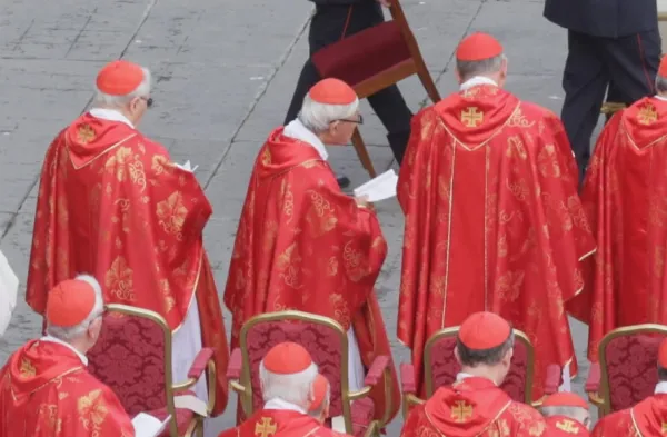 Cardinal Joseph Zen, former bishop of Hong Hong (second from left), attends the funeral Mass for Pope Emeritus Benedict XVI on Jan. 5, 2023, in St. Peter's Square. Alan Koppschall/EWTN