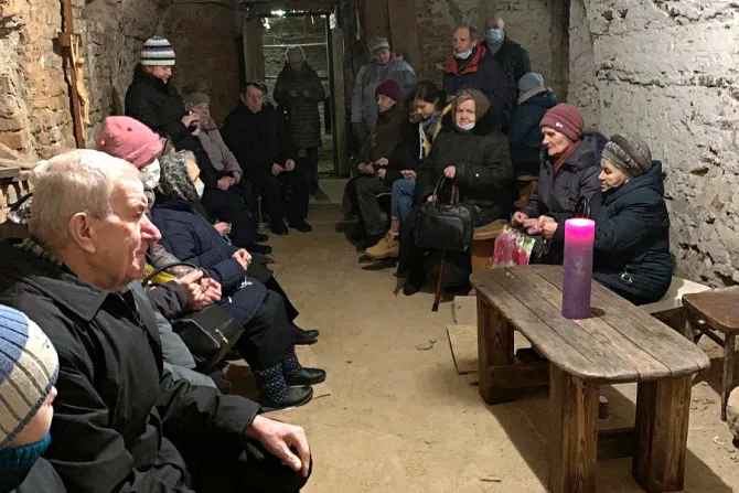 People shelter underground in Zhytomyr, northern Ukraine