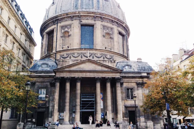 The entrance of Notre-Dame-de-l’Assomption church in Paris, France.